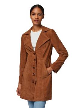 RICANO Lucy, Damen Ledermantel (Slim Fit) – echtes Lamm Leder – Einreiher (Cognac Wildleder, M) von RICANO