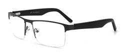 RICH MODE Herren Metallbrille Brillen Rechteck Halber Rahmen Klarglas Gläser Grau Brillen von RICH MODE