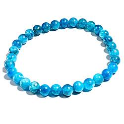 RICHRAIN Natürliches blaues Apatit-Armband, Meeresrad, Energiearmband, runde Perlen, Armband für Frauen, Kristall, von RICHRAIN