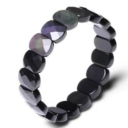 RICHRAIN Obsidian-Armband für Damen, natürlicher Kristallstein, Perlenarmband, Regenbogen-Auge, Feng Shui-Schutz, Obsidian-Armreif, Kristall von RICHRAIN