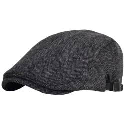 RICHTOER Men's Cotton Beret Flat Cap Ivy Gatsby Newsboy Driving Hat (Black) von RICHTOER