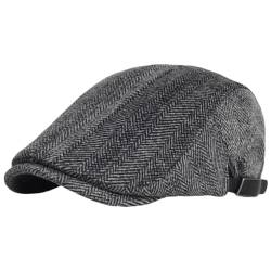 RICHTOER Men's Cotton Beret Flat Cap Ivy Gatsby Newsboy Driving Hat (Grey) von RICHTOER