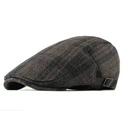 RICHTOER Tartan Beret Winter Newsboy Cap Men Women Flat Caps Hat Outdoors (Grey) von RICHTOER