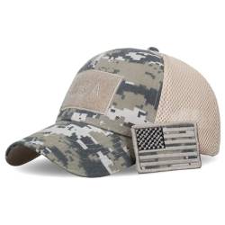 RICHTOER Unisex Camouflage Baseball Cap Casual Military American Flag Cap for Outdoor (Style1 Grey) von RICHTOER