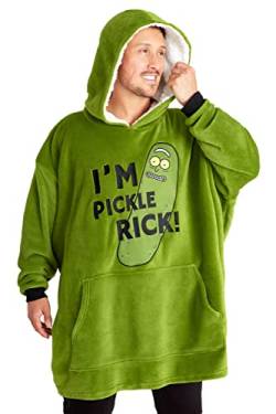 RICK AND MORTY Kapuzenpullover, Übergroße Fleece Hoodie-Decke mit Ärmeln für Männer und Teenager- Geschenke für Fans (Grün) von RICK AND MORTY