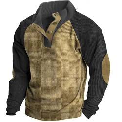RICOCHO Herren-Western-Quater-Pullover mit Knöpfen, lässige Taktische Herren-Sweatshirts, taktischer Thermo-Pullover für Outdoor-Sportarten von RICOCHO