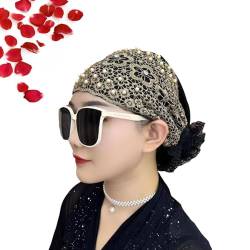 2024 Neues Blumen-Spitzen-Kopftuch Für Damen, Mit Perlen Besetztes Blumen-Spitzen-Stirnband, Stilvolles Spitzen-Stirnband (Brown) von RICOKJRDE