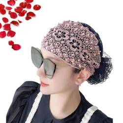 2024 Neues Blumen-Spitzen-Kopftuch Für Damen, Mit Perlen Besetztes Blumen-Spitzen-Stirnband, Stilvolles Spitzen-Stirnband (Pink) von RICOKJRDE