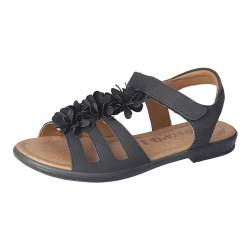 RICOSTA Mädchen Riemchensandalen Aurora, Kinder Sandalen, Weite: Mittel, Sandaletten, Sommersandalen, bequem, flach, Sommerschuhe, schwarz (090), 35 EU von RICOSTA