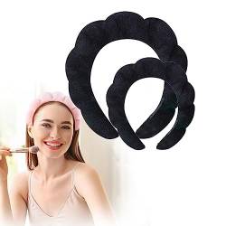 2 Stück Ponge Spa-Stirnband for Waschen des Gesichts, Frottee-Handtuch-Stirnband, Make-up-Stirnband, Hautpflege-Stirnband, bauschiges Spa-Stirnband for Entfernen von Make-up, Gesichtsmaske, Dusche (C von RIEONA