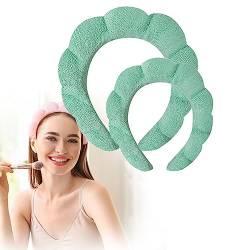 2 Stück Ponge Spa-Stirnband for Waschen des Gesichts, Frottee-Handtuch-Stirnband, Make-up-Stirnband, Hautpflege-Stirnband, bauschiges Spa-Stirnband for Entfernen von Make-up, Gesichtsmaske, Dusche (C von RIEONA