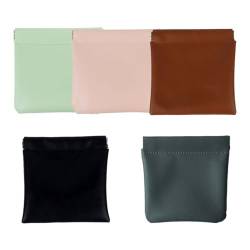 Einfarbige personalisierte Organizer-Tasche aus Leder mit Druckknopfverschluss, wasserdichtes Leder ohne Reißverschluss, selbstschließende tragbare Reise-Make-up-Tasche for Kopfhörer, Schmuck (Color von RIEONA