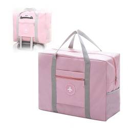 Faltbare Reisetasche, leichte wasserdichte Nylon-Canvas-Reisetasche, Gepäckaufbewahrung for Sport- und Fitnessstudio, tragbare Faltbare Tasche, Distanz-Umhängetasche (Color : Pink) von RIEONA
