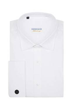 RIESENHEMD Hamburg Herren-Hemd Langarm - Slim Fit Ärmellänge 72 cm - 100% europäische Baumwolle - Kent Kragen - weiß - Umschlagmanschette - Hemd Paris (40) von RIESENHEMD Hamburg