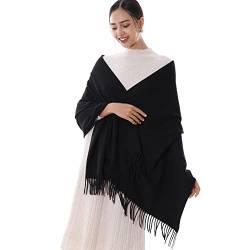 RIIQIICHY Abendkleid-Schal Damen Festlich Schwarz Stola Winter-Premium-Fransen-SchalKlassischer Dicker Damen von RIIQIICHY