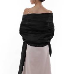 RIIQIICHY Stola Fur Abendkleid Damen Schwarz Chiffon Schals tücher Festlich Einfarbiger Schal von RIIQIICHY