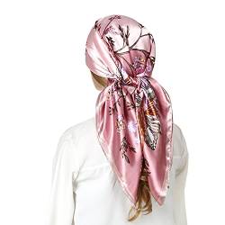 Seidentuch Damen Schals & Tücher Kopftuch Sommer Halstücher Haarschal Bandana für Frauen Bedrucktes Quadratische 90cm von RIIQIICHY