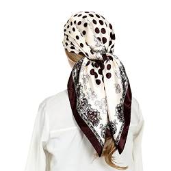 Seidentuch Damen Schals & Tücher Kopftuch Sommer Halstücher Haarschal Bandana für Frauen Bedrucktes Quadratische 90cm von RIIQIICHY