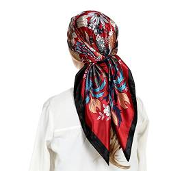 Seidentuch Damen Schals & Tücher Kopftuch Sommer Halstücher Haarschal Bandana für Frauen Bedrucktes Quadratische 90cm von RIIQIICHY