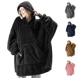 RINOZO Blanket Hoodie, Oversized Sherpa Sweatshirt Wearable Blanket Super Soft Hoodie Damen, Eine Größe Passt Allen Erwachsenen Männern und Frauen, Jugendliche von RINOZO