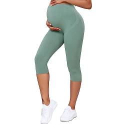 RIOJOY 3/4 Damen Umstandsleggings Umstandshose für Schwangerschaft Blau-1,M von RIOJOY