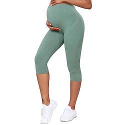 RIOJOY 3/4 Damen Umstandsleggings Umstandshose für Schwangerschaft Blau-1,XL von RIOJOY
