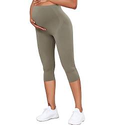 RIOJOY 3/4 Damen Umstandsleggings Umstandshose für Schwangerschaft Grau-1,XL von RIOJOY