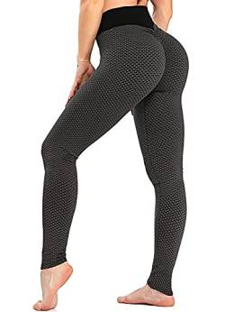 RIOJOY Damen Push Up Leggings - High Waist Anti Cellulite Leggins Scrunch Butt Po Lifting Sporthose Yogahose, Schwarz XL von RIOJOY