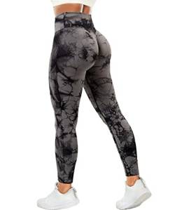 RIOJOY Scrunch Butt Leggings Damen High Waist Seamless Push Up Booty Leggins Hose für Sport Yoga Fitness Gym Workout, Grau S von RIOJOY