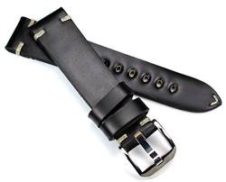 RIOS1931 20mm Shell Cordovan schwarz kräftiges Military Style Armband Retro Look Quality Strap Flieger Band Top Qualität von RIOS1931