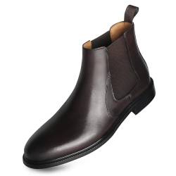 RITIZEN Herren Chelsea Boots Leder Kleid Stiefel Leicht Casual Chukka Stiefeletten Klassische Elastische Kleid Stiefel für Männer, Kaffee, 47 EU von RITIZEN