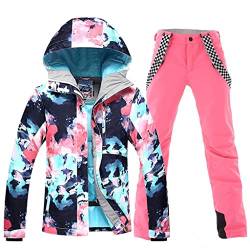 Damen-Skianzug, winddicht, wasserdicht, Snowboard, bunt bedruckt, Skijacke und Hose, stil 4, X-Small von RIUIYELE