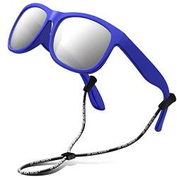 RIVBOS Gummi Sonnenbrille kinder Polarisierter UV400 Schutz Flexiblem Brille mit Riemen Jungen Mädchen Baby und Kinder Alter 3-10 RBK002 von RIVBOS