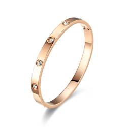 RIXERKOC 18k Gold plattiert Liebe Freundschaft Armband mit kubischen Zirkonia Steinen Armreif für Frauen Männer Edelstahl Armreif für Liebe Paar Schmuck Armreif Geschenke von RIXERKOC