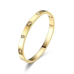 RIXERKOC 18k Gold plattiert Liebe Freundschaft Armband mit kubischen Zirkonia Steinen Armreif für Frauen Männer Edelstahl Armreif für Liebe Paar Schmuck Armreif Geschenke von RIXERKOC