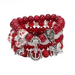 RIXERKOC Bohemian Armbänder für Damen Mädchen Stretch Multilayer bunte Perlen Armband mit Charme Schmuck Valentinstag Muttertagsgeschenk von RIXERKOC