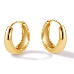 RIXERKOC Goldene Creolen Ohrringe Damen, 18K Gold Silber plattiert Leichtgewicht hypoallergene Ohrringe Chunky Hoop Ohrringe Geschenke für Damen und Mädchen von RIXERKOC