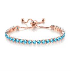 RIXERKOC Tennis-Armband für Frauen Rose Gold plattiert bunten kubischen Zirkonia zierlich klassischen verstellbaren Schieber Armband Regenbogen Armband Schmuck Muttertagsgeschenk von RIXERKOC