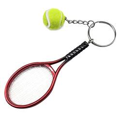 RIXERKOCb Mini Tennisschläger Schlüsselanhänger mit Schlüsselring, Neuheit und modische Legierung Tennisball Split Ring Schlüsselhalter für Sportliebhaber Team(Rot) von RIXERKOC