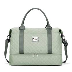 Weekender-Tasche für Damen, Reisetasche mit Schuhfach, Handgepäcktasche, Sporttasche, Übernachtungsreisetasche für Damen, mit Koffergriffhülle und Tasche für trockene Nässe, Gitter-Hellgrün, Large, von RIXINC