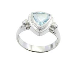 RIYO Edelstein 925 Sterling Silber faszinierender echter Blauer Ring, Blauer Topas-Blauer Steinsilberring von RIYO