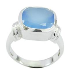 RIYO Jaipur 925 Sterling Silber Bezaubernder natürlicher Blauer Ring, Chalcedon Blauer Stein-Silberring von RIYO