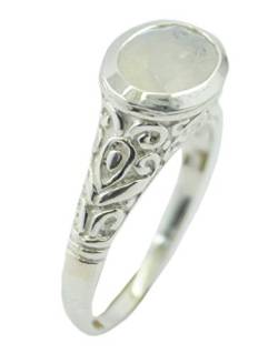 RIYO Suppiler 925 Sterling Silber einladender echter weißer Ring, Regenbogen-Mondstein weißer Edelstein-Silberring von RIYO