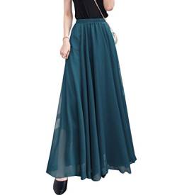 Damen Maxirock böhmischen Chiffon Lang Rock Hohe Taille Festlich Rock Hochzeit Casual Pleated Rock Sommer Strandrock von RIZ-ZOAWD