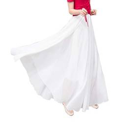 Damen Maxirock böhmischen Chiffon Lang Rock Hohe Taille Festlich Rock Hochzeit Casual Pleated Rock Sommer Strandrock von RIZ-ZOAWD