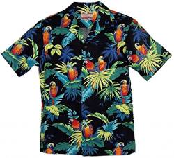 RJC Brand Tropical Parrots Herren Hawaii-Hemd - Schwarz - 4X von RJC