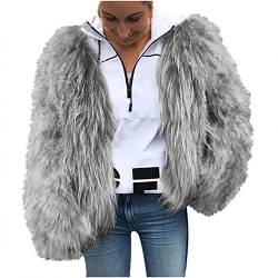 Damen Cropped Kunstpelz Mantel Teddy Jacke Y2k Sexy Kurzmantel Kunstfell Jacke Solid Slim Fit Warm Wintermantel Steppmantel Streetmantel übergangsjacke Mode Show Coat von RKaixuni