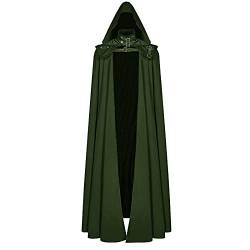 Herren Cosplay Renaissance Mittelalter Goth Pirat Vampir Hexe Umhang mit Kapuze Roben Umhang Mantel Weihnachten Halloween, grün, Large von RKaixuni