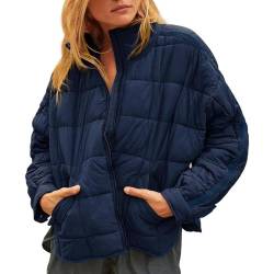 RKaixuni Damen Daunenjacke, gesteppt, leicht, Winter, warm, Baumwolle, Baggy, lockere Passform, Parka, Anorak, modische Oberbekleidung, dunkelblau, 46 von RKaixuni