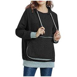 RKaixuni Damen Haustier-Tragetasche, Kapuzenpullover, Katze, Hund, Reißverschluss, großes Känguru-Taschen-Halter, Sweatshirt, Hemd, Pullover Top, Schwarz , 36 von RKaixuni